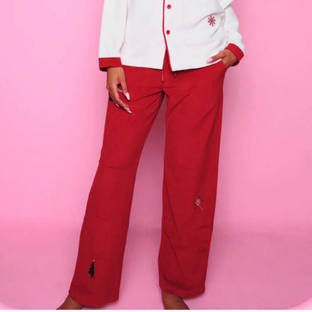 Voight Christmas Red Wide Leg Pajama Lounge Pants New Size M